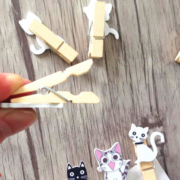 Japanese Cat Wooden Clips