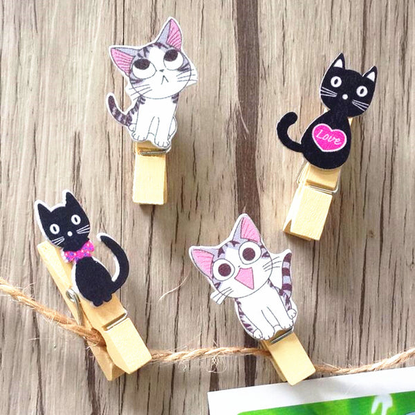 Japanese Cat Wooden Clips