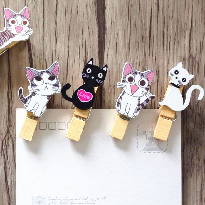 Japanese Cat Wooden Clips