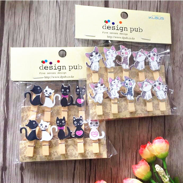 Japanese Cat Wooden Clips